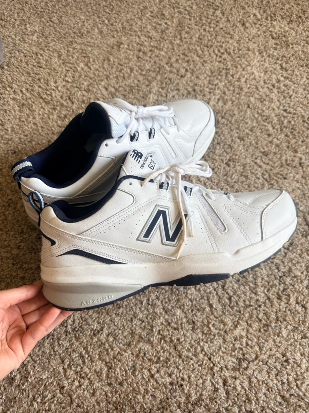 Mens white New Balance 608 size 12 2E